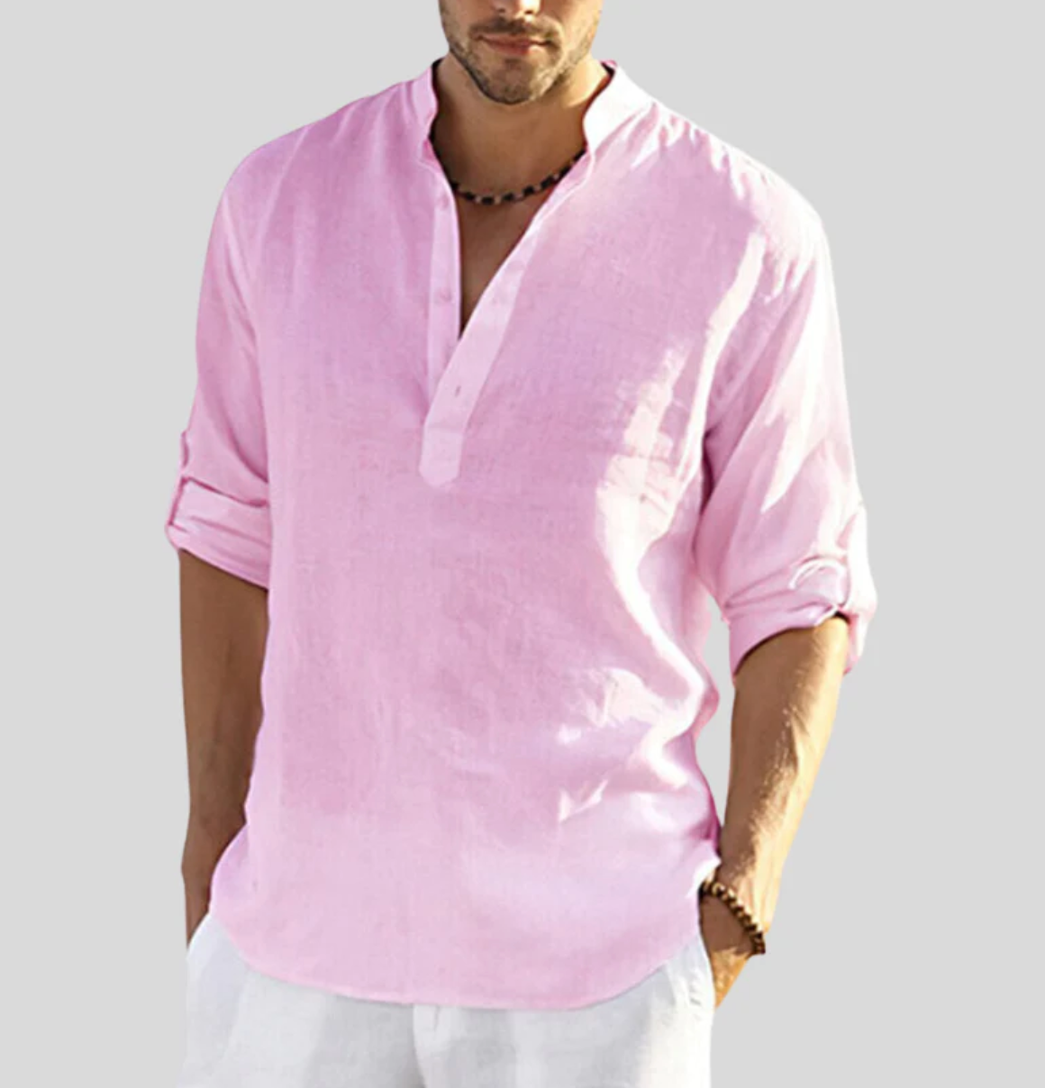 Chemise en lin manches longues pour homme