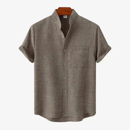 Chemise d'été aspect lin boutons manches courtes