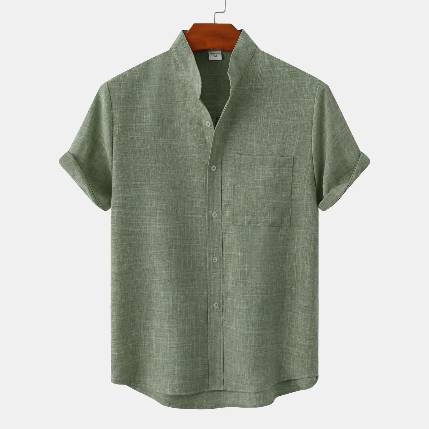 Chemise d'été aspect lin boutons manches courtes
