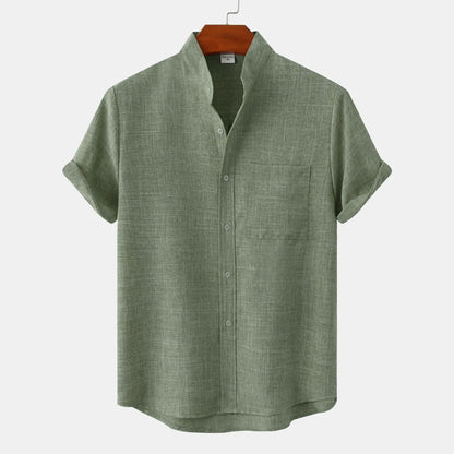 Chemise d'été aspect lin boutons manches courtes