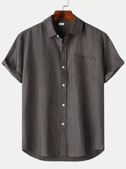 Chemise en lin à manches courtes boutonnée pour l'été