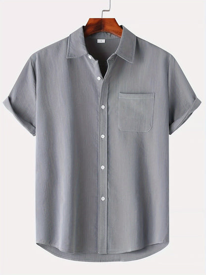 Chemise en lin à manches courtes boutonnée pour l'été