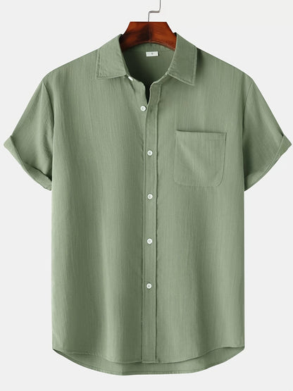 Chemise en lin à manches courtes boutonnée pour l'été