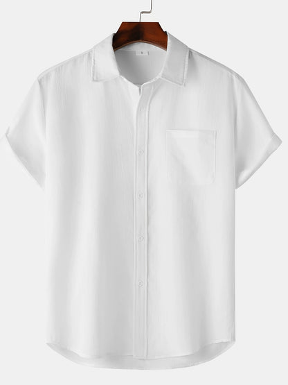 Chemise en lin à manches courtes boutonnée pour l'été