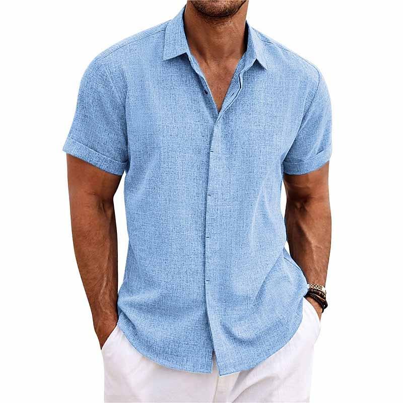 Chemise en lin d'été à manches courtes pour hommes