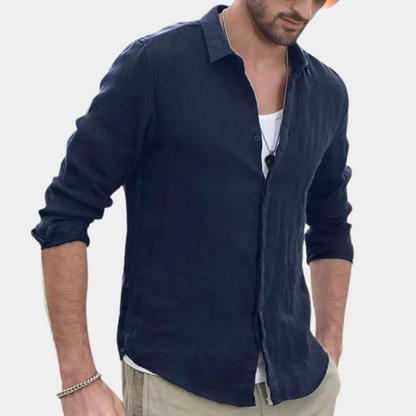 Chemise en lin manches longues respirante homme