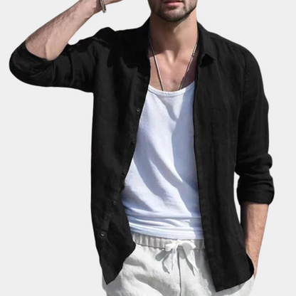 Chemise en lin manches longues respirante homme