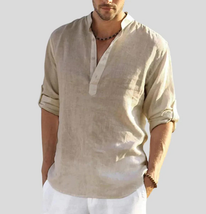 Chemise en lin homme manches longues boutonnée élégante