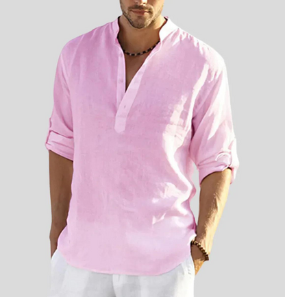 Chemise en lin homme manches longues boutonnée élégante