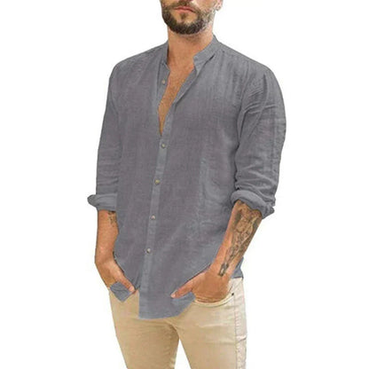Chemise en lin à manches longues d'été moderne pour hommes