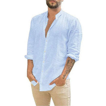 Chemise en lin à manches longues d'été moderne pour hommes