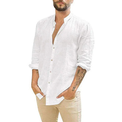Chemise en lin à manches longues d'été moderne pour hommes