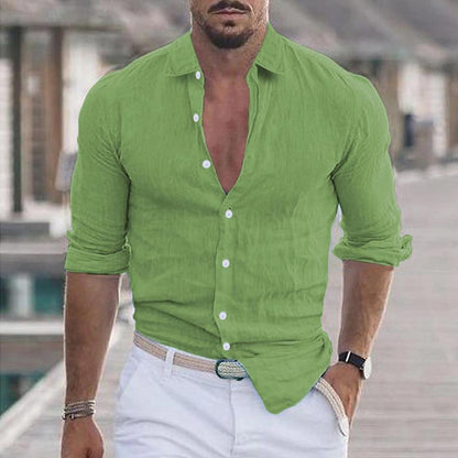 Chemise en lin légère à manches longues pour homme