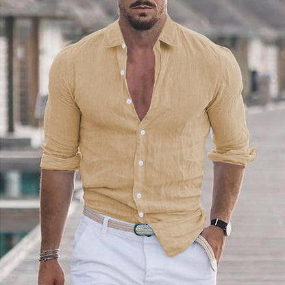 Chemise en lin légère à manches longues pour homme