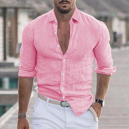 Chemise en lin légère à manches longues pour homme