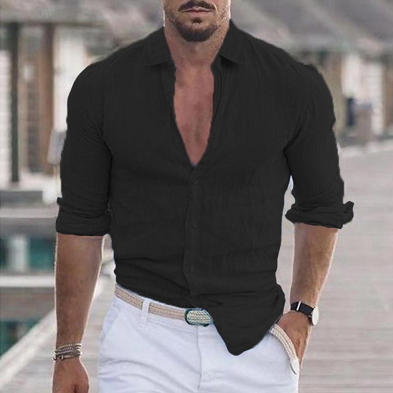Chemise en lin légère à manches longues pour homme
