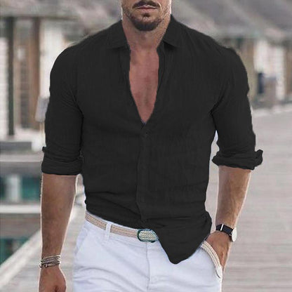 Chemise en lin légère à manches longues pour homme