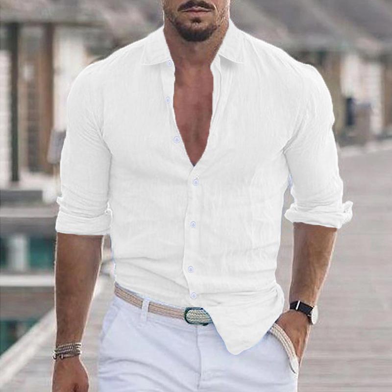 Chemise en lin légère à manches longues pour homme