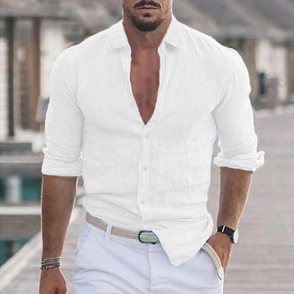 Chemise en lin légère à manches longues pour homme
