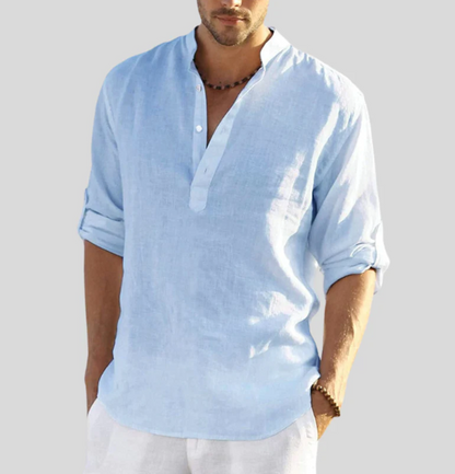 Chemise d'été en lin, manches longues, décontractée