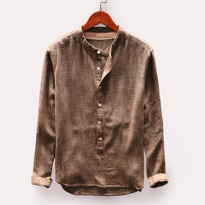 Chemise en lin à manches longues classique pour homme