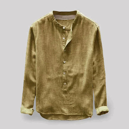 Chemise en lin à manches longues classique pour homme