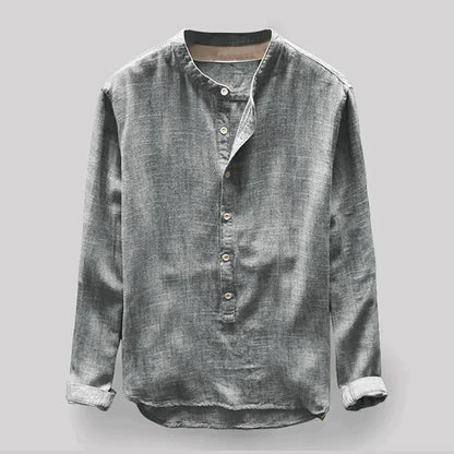 Chemise en lin à manches longues classique pour homme
