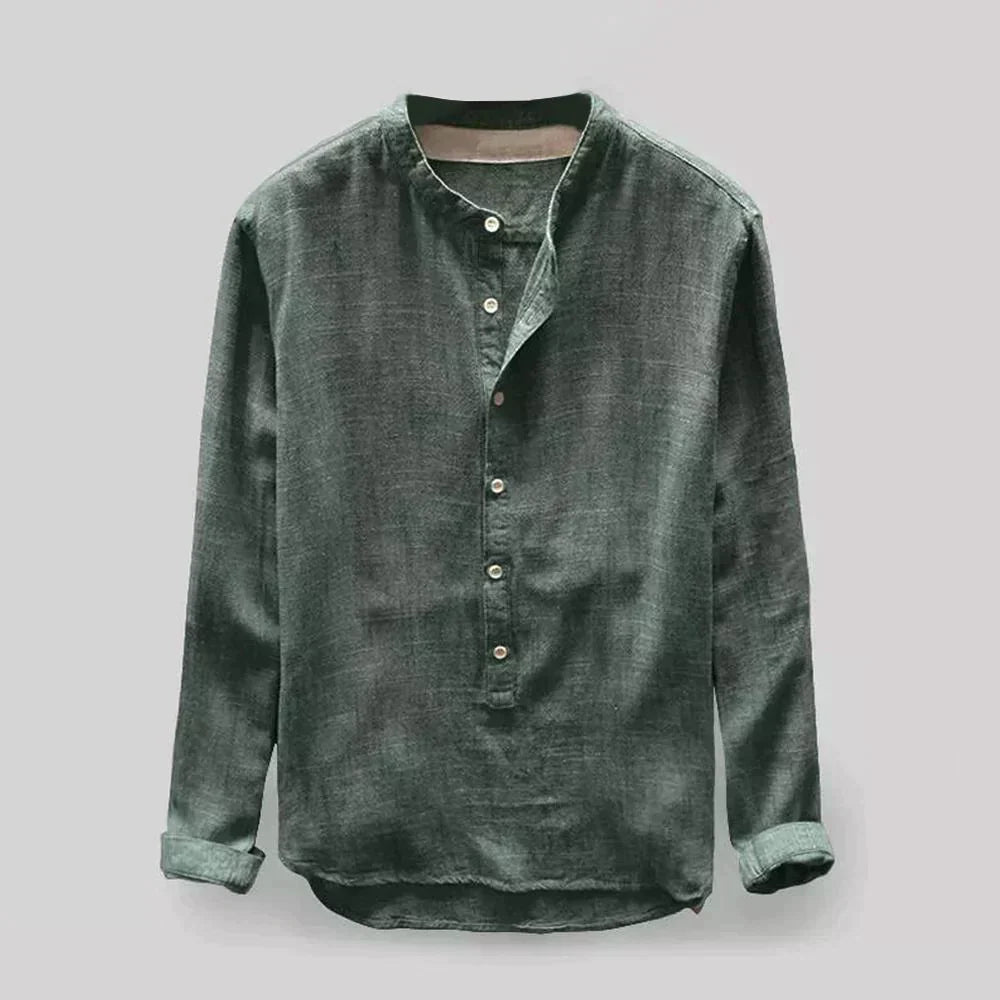 Chemise en lin à manches longues classique pour homme