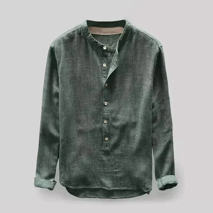 Chemise en lin à manches longues classique pour homme