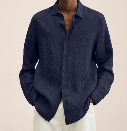 Chemise en lin homme confortable manches longues