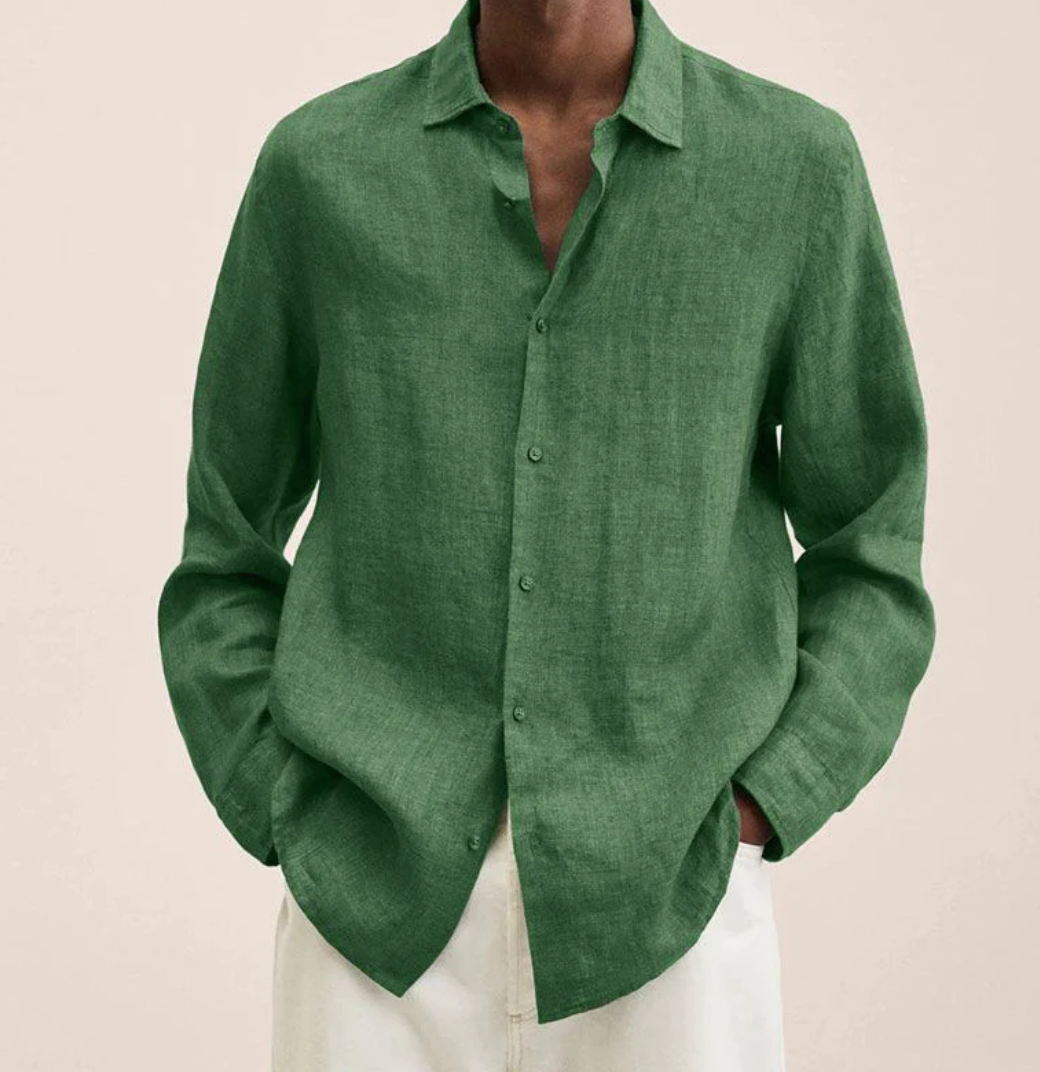 Chemise en lin homme confortable manches longues