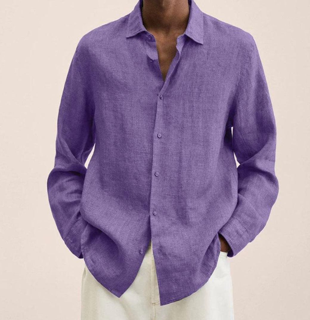 Chemise en lin homme confortable manches longues