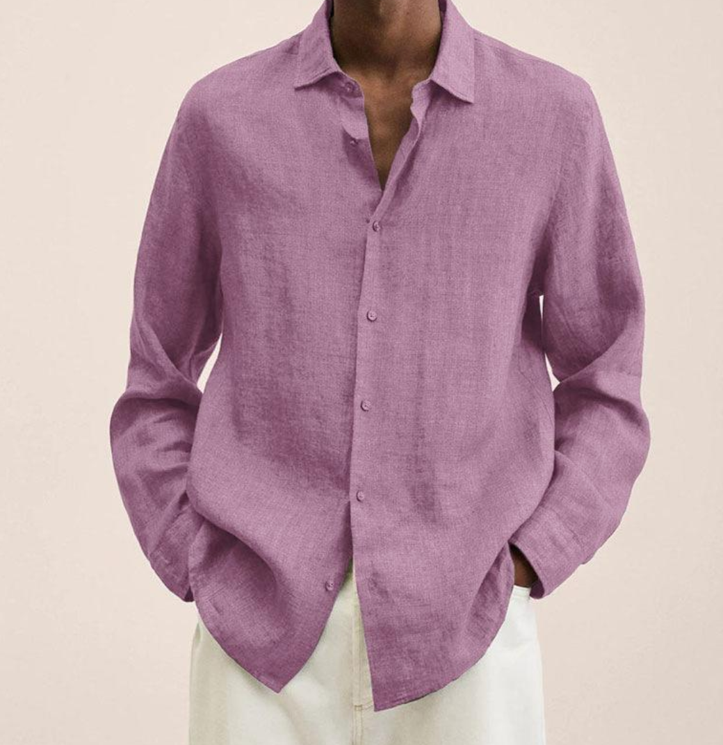 Chemise en lin homme confortable manches longues