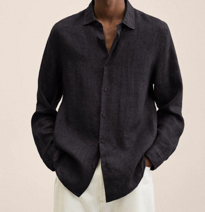 Chemise en lin homme confortable manches longues