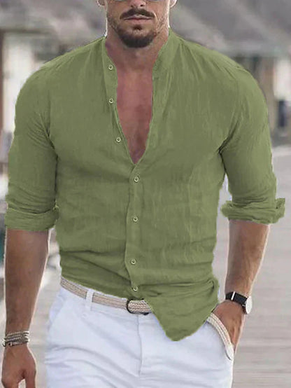 Chemise en lin homme manches longues classique