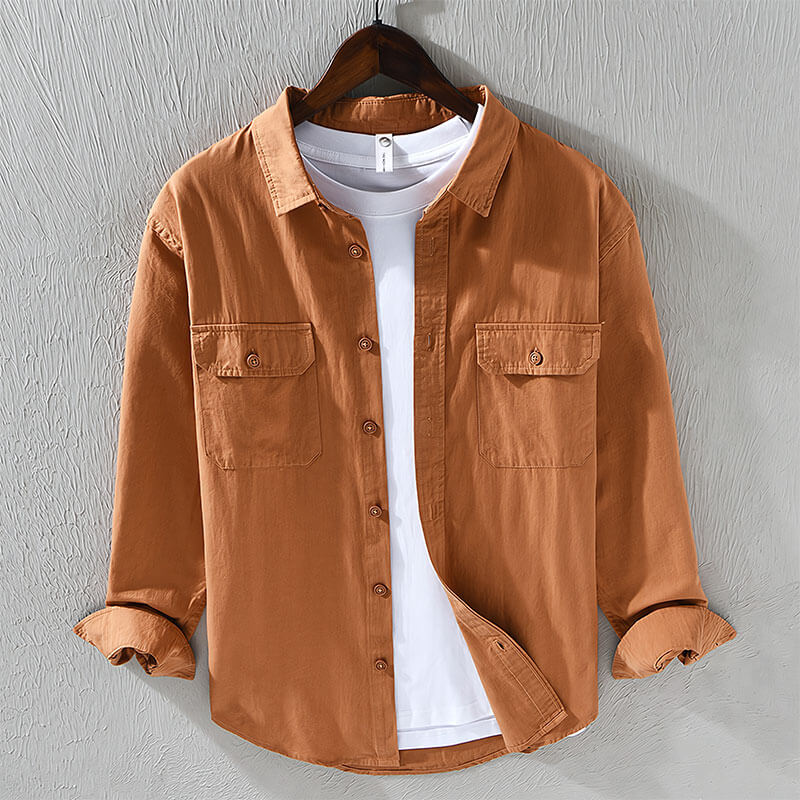 Chemise en lin décontractée à manches longues pour hommes