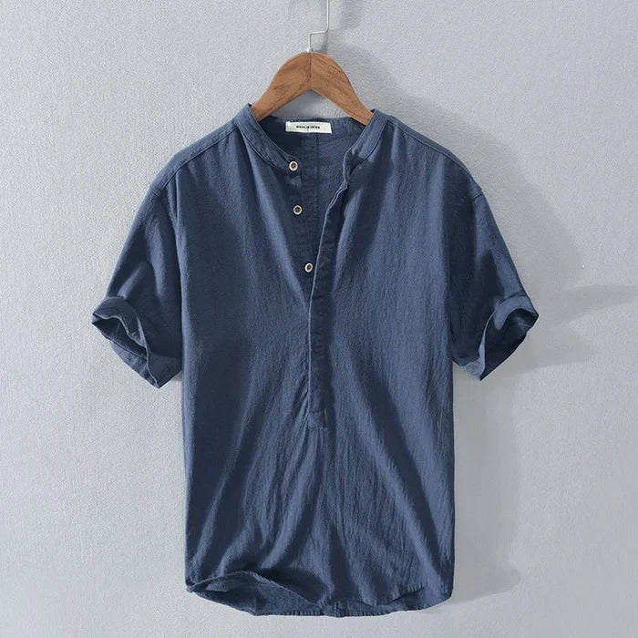Chemise en lin d'été à manches courtes pour hommes