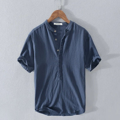 Chemise en lin d'été à manches courtes pour hommes
