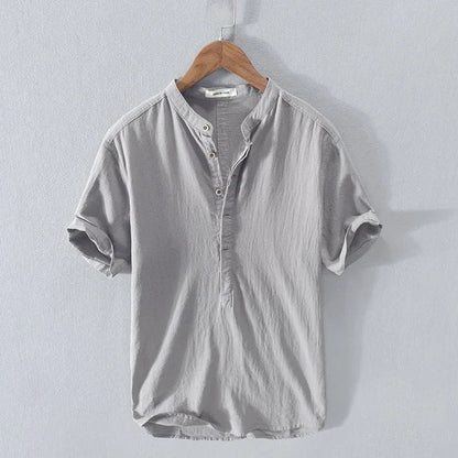 Chemise en lin d'été à manches courtes pour hommes