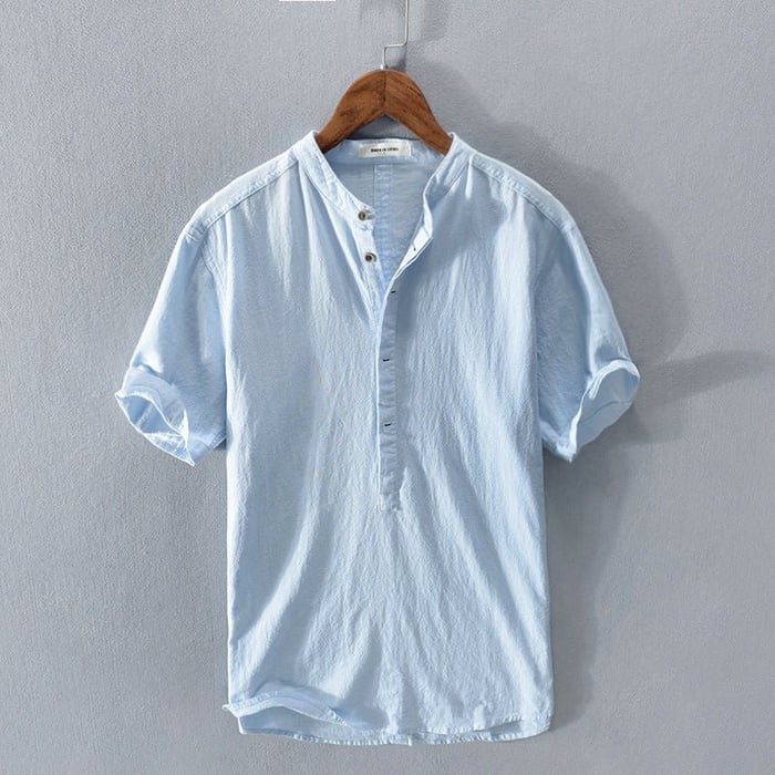 Chemise en lin d'été à manches courtes pour hommes