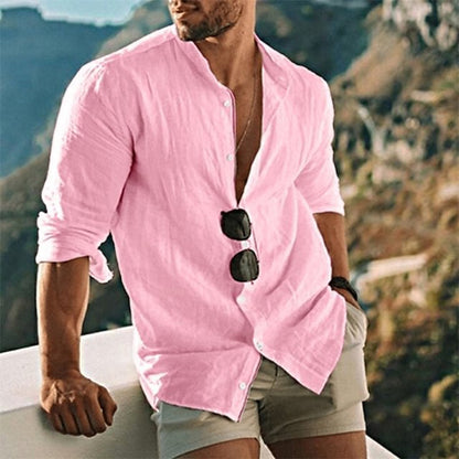 Chemise en lin homme Été Confortable Manches Longues