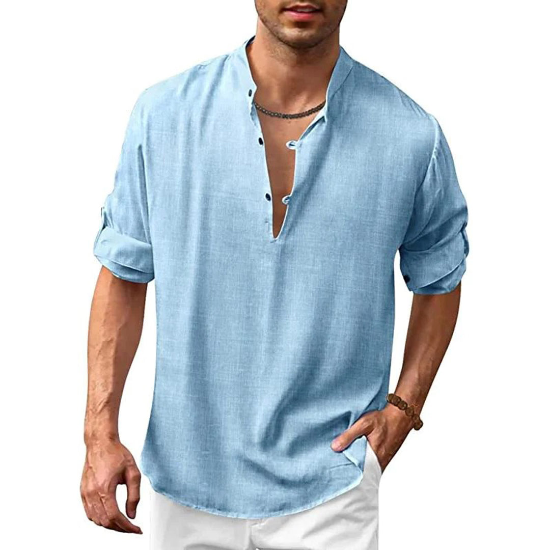Chemise en lin d'été confortable avec col en V