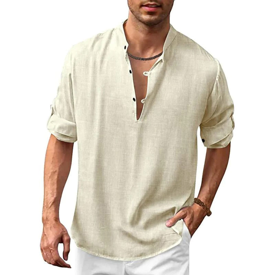 Chemise en lin d'été confortable avec col en V