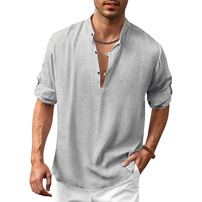 Chemise en lin d'été confortable avec col en V