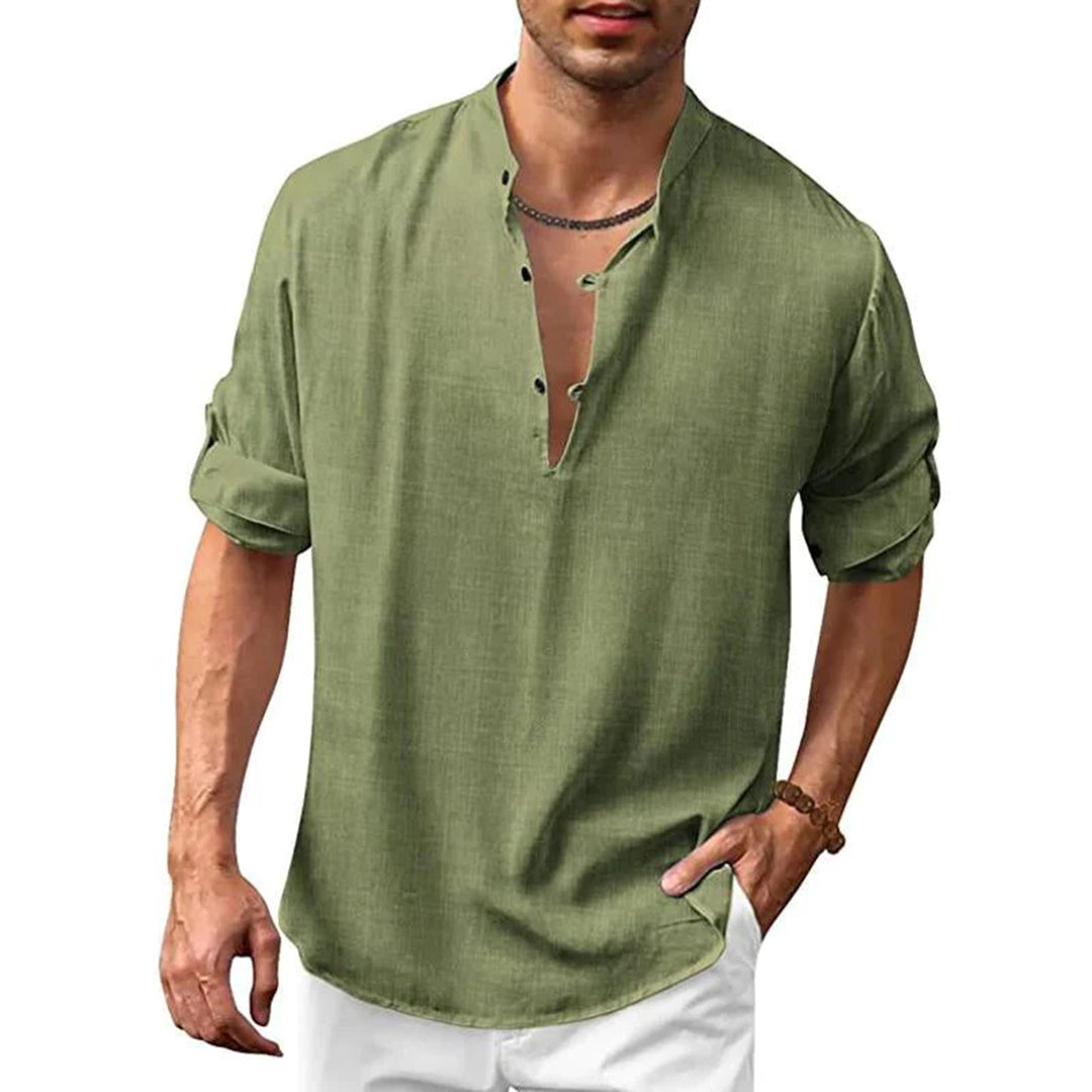 Chemise en lin d'été confortable avec col en V