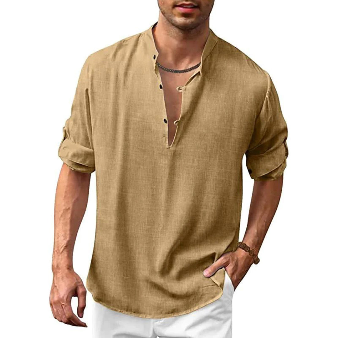 Chemise en lin d'été confortable avec col en V