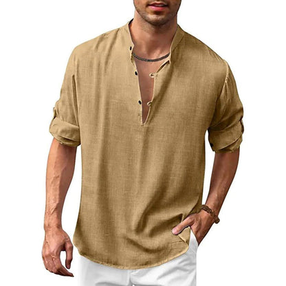 Chemise en lin d'été confortable avec col en V