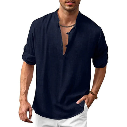 Chemise en lin d'été confortable avec col en V