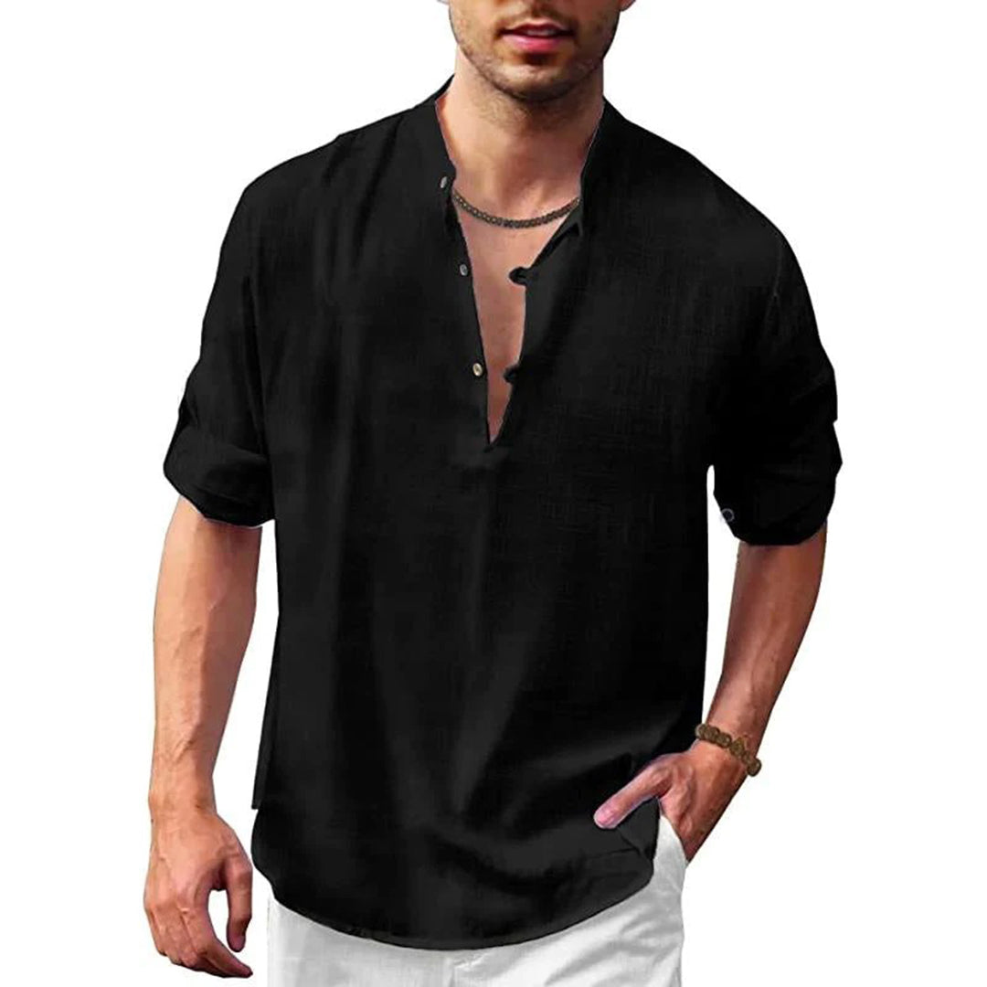 Chemise en lin d'été confortable avec col en V