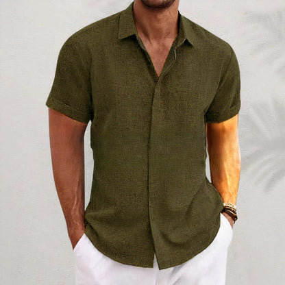 Chemise en lin à manches courtes élégante pour hommes